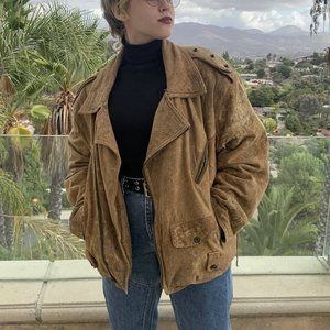 Unisex Vintage 90s distressed real suede jacket